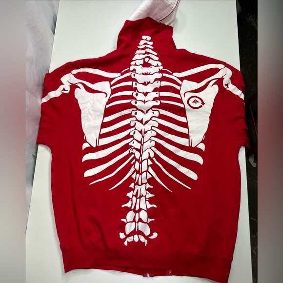 VTG LRG Dead Serious Skeleton Skull Hoodie Lifted Research Group RED YE RARE 4XL - Picture 9 of 16